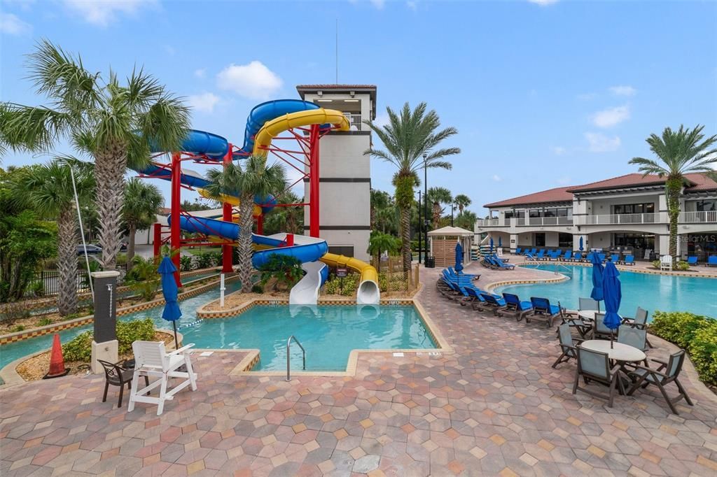 Residents will enjoy the fantastic ZERO ENTRY POOL as well as a LAZY RIVER, water slide, splash pad, LAP POOL with SPA, miniature golf with water views, game room and so much more!