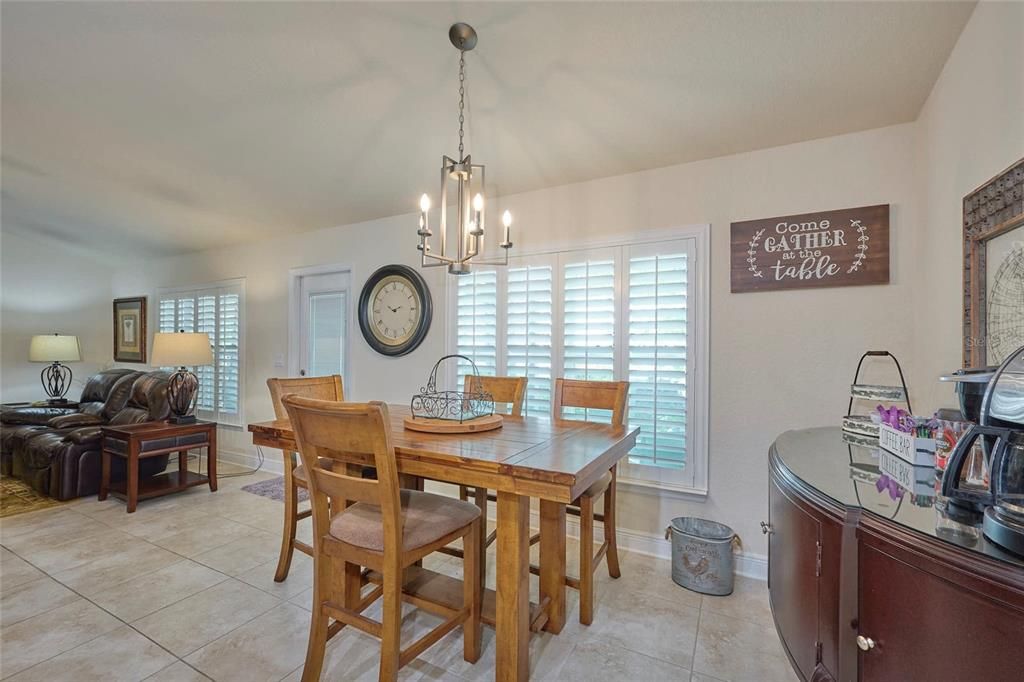 Plantation shutters in the dining area