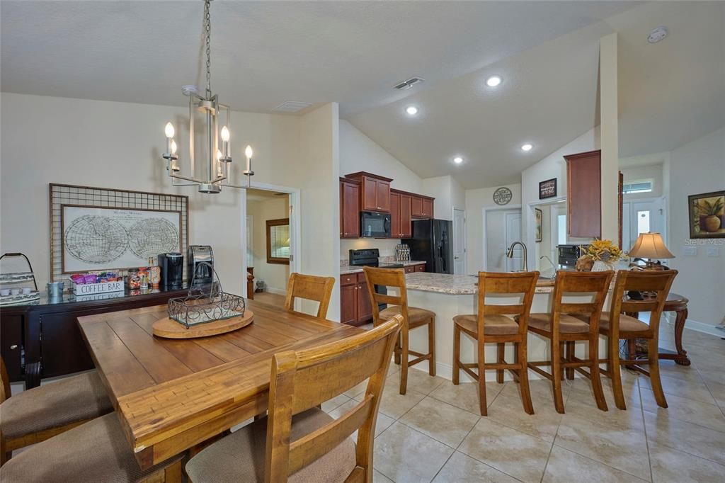 Open dining room adjacent to the kitchen