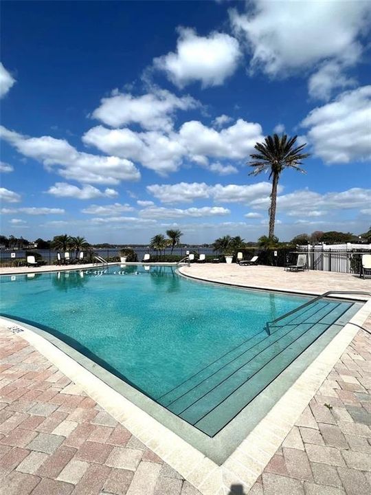 Pool overlooking lake