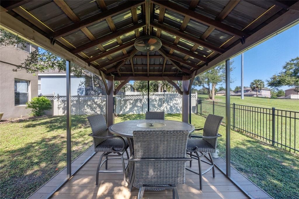 Inside the gazebo.