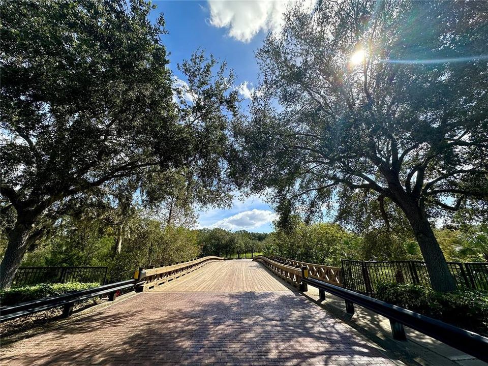 The iconic wooden bridge within community.