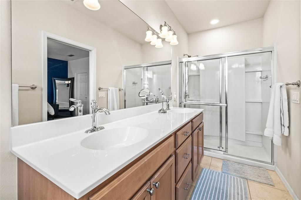 Double Vanity with oversized walkin shower