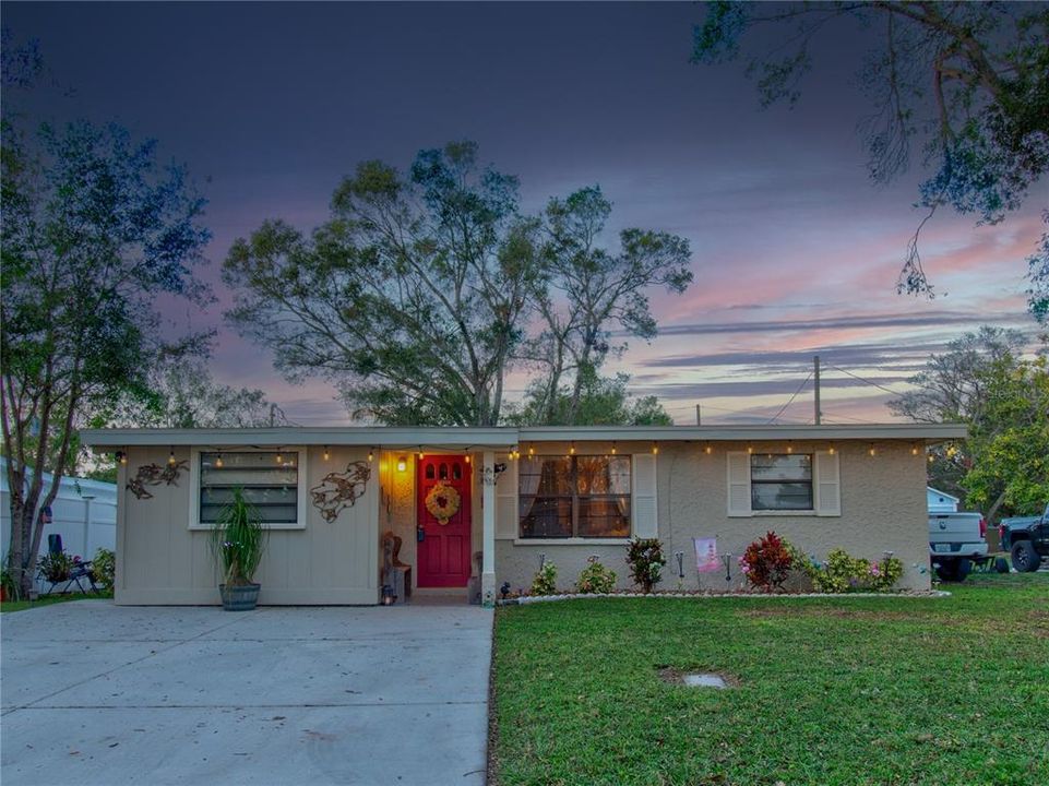 Front Of Home After Sunset