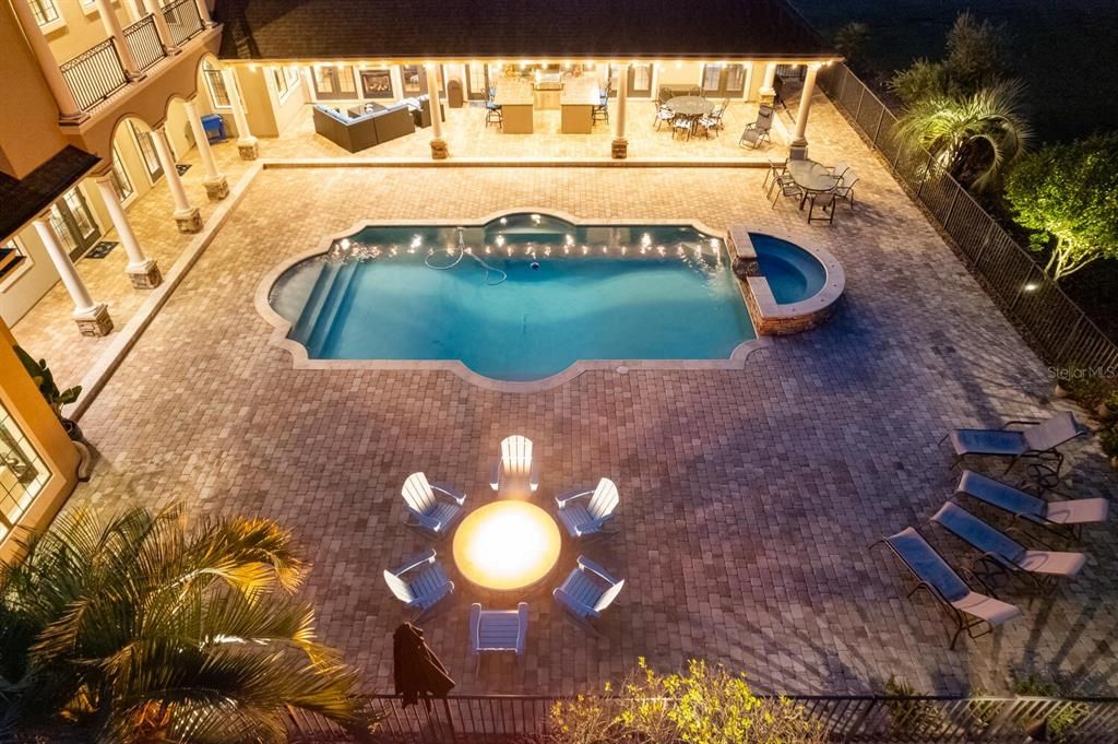 Pool Lanai At Night