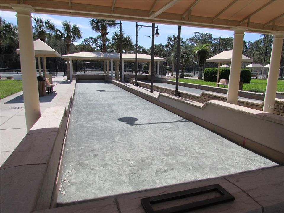 Bocci courts with covered area for shade