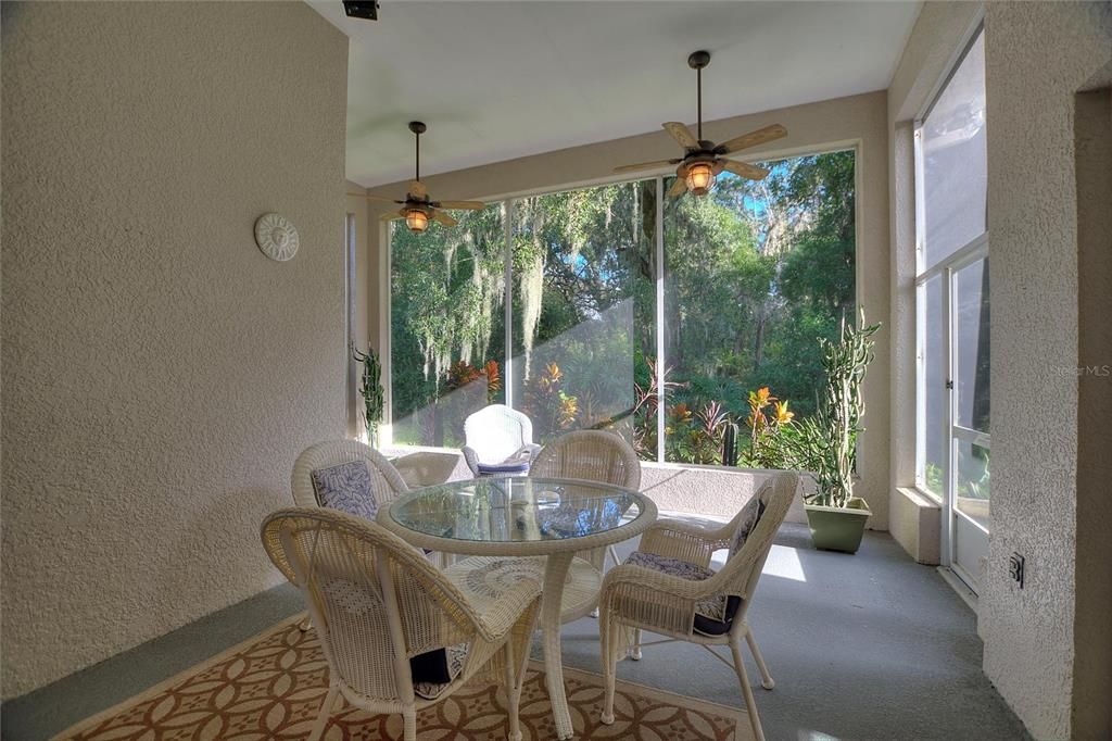 Under roof screened lanai overlooking Horse Creek