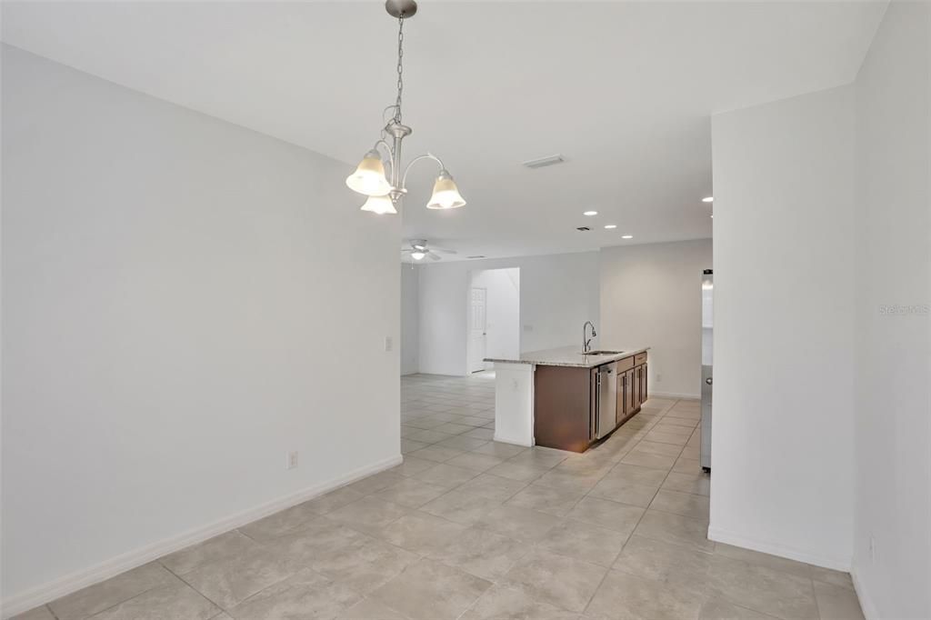 View from dining area to kitchen