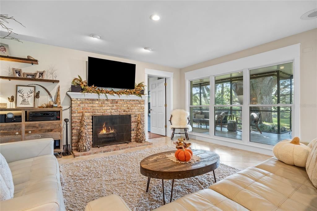 The Family Room is sure to delight with this cozy fireplace to gather around.