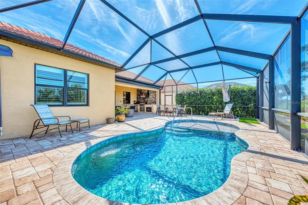 The custom pool and lanai is fabulous, a sun deck, plenty of room for a spa if wanted, lots of room for dining, sun bathing, and overall entertaining.