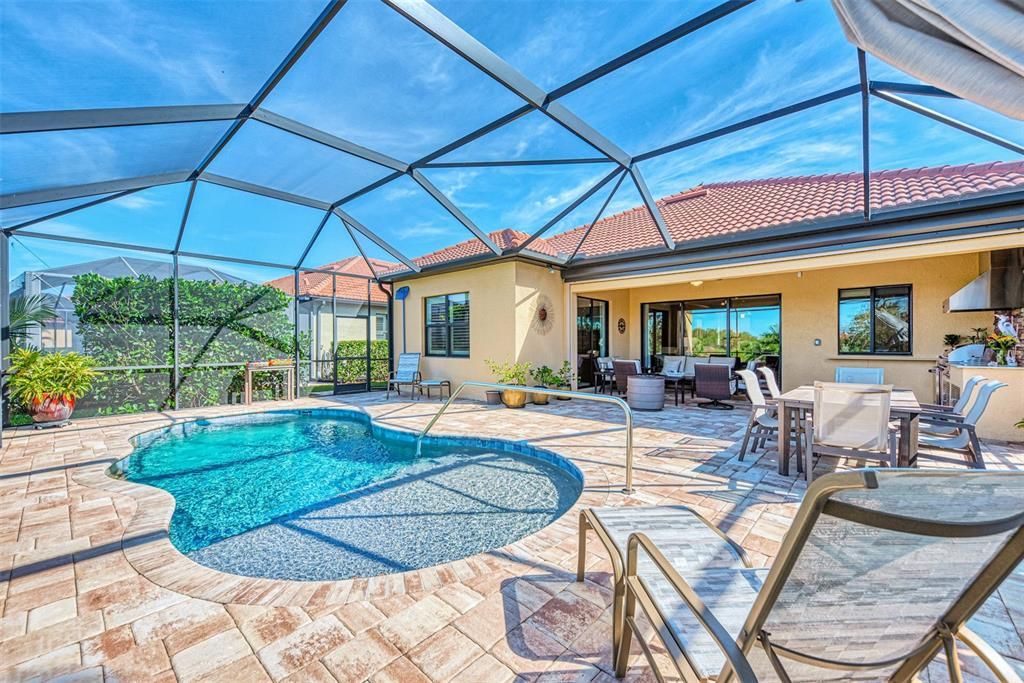 The custom pool and lanai is fabulous, a sun deck, plenty of room for a spa if wanted, lots of room for dining, sun bathing, and overall entertaining.