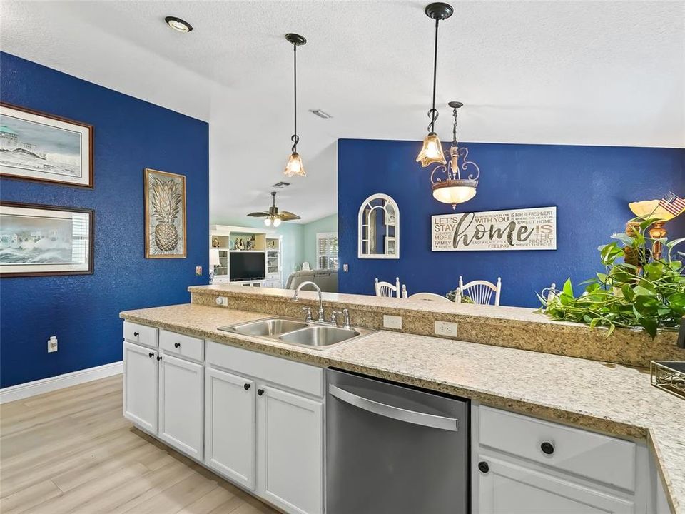 Kitchen is central and open to living room