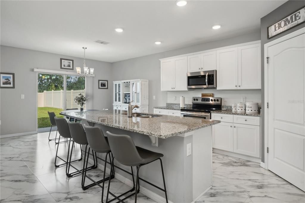 Kitchen with Island and walk in pantry