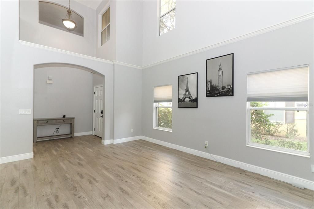 Living Room with High Ceilings