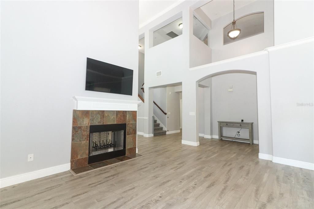 Living Room with High Ceilings