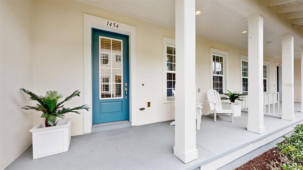 Front Covered Porch with Southwest Exposure.