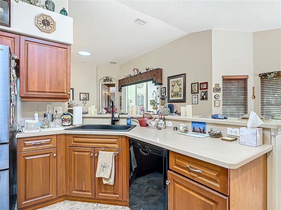 kitchen opens into the living room