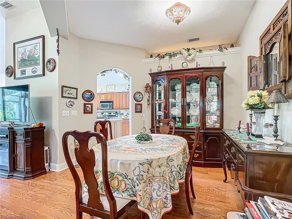 wood flooring in the dining and living room