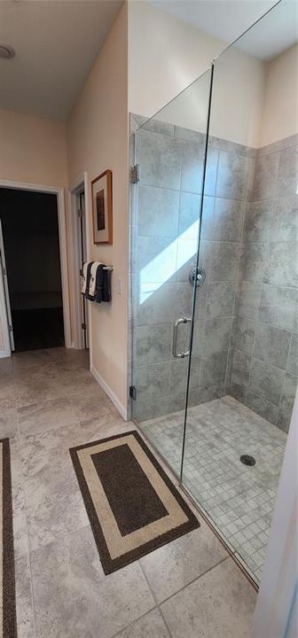 Main Bath with tile flooring and HUGE walk in closet