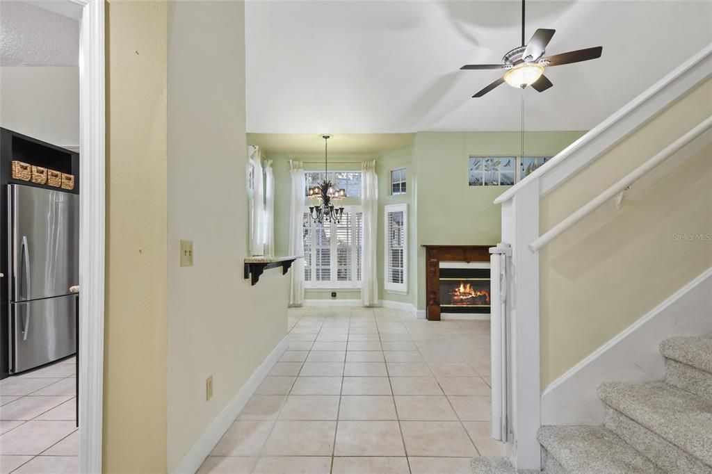 Entering from the front door you have access to the kitchen to drop groceries and then entry to the open floor plan with fireplace as a feature.