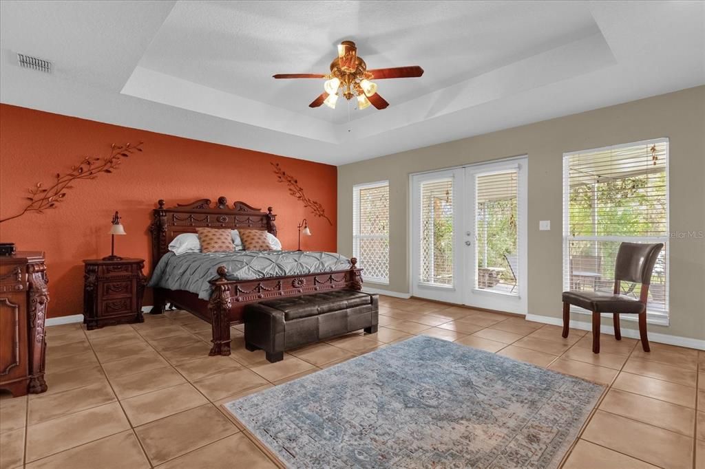 Main primary bedroom with views of Lake Arnold