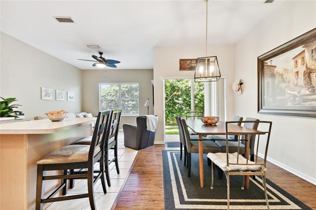 open kitchen dining and living area