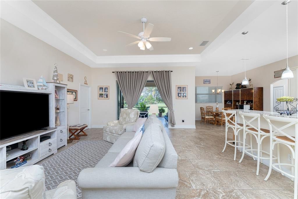 Ceramic tile flooring in great room, kitchen, dining room, and kitchen nook