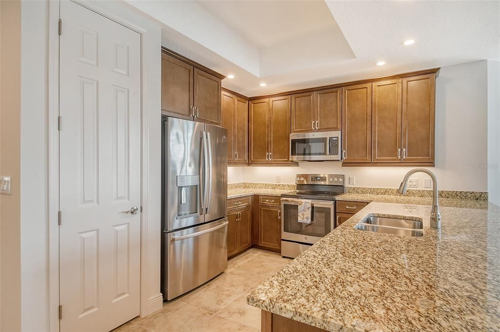 Pantry with custom shelving.