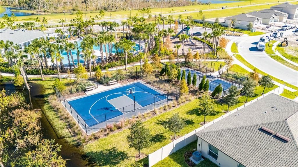 Aerial view of the basketball court!