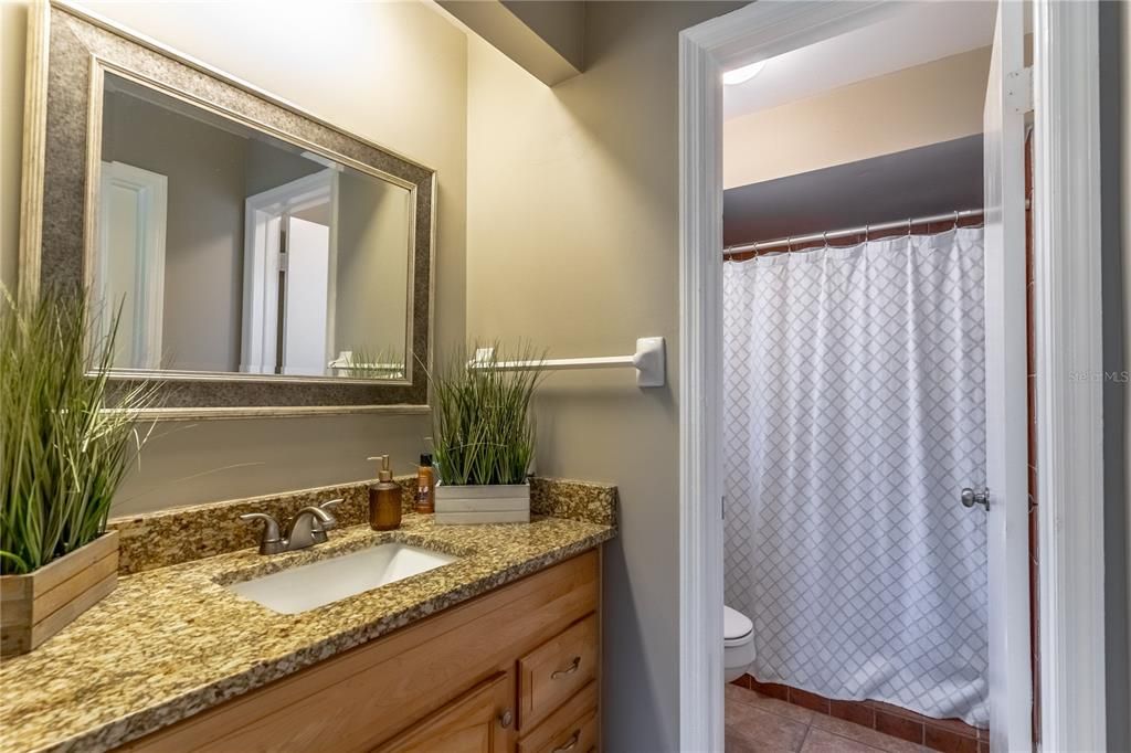 Primary large vanity and separate walk-on shower and water closet