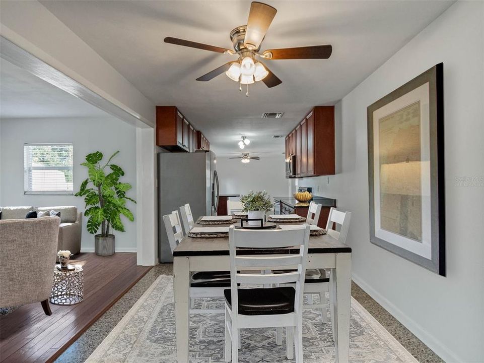 Virtually Staged Dinette and family room