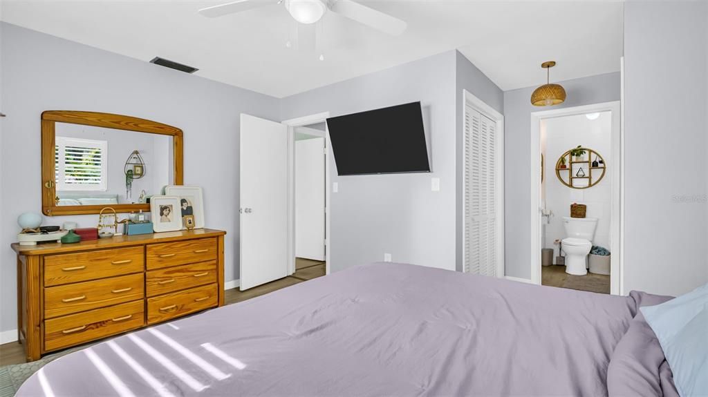 Primary Bedroom with Access to Bath at Right