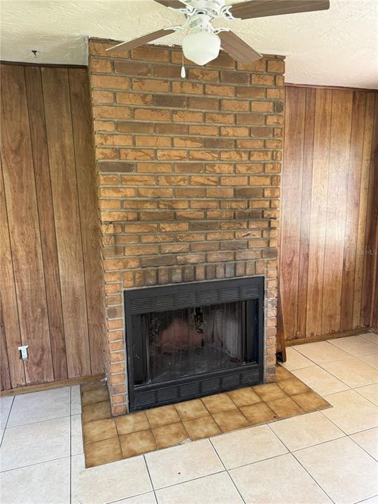 wood fireplace