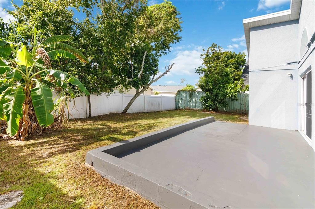 Completely fenced backyard