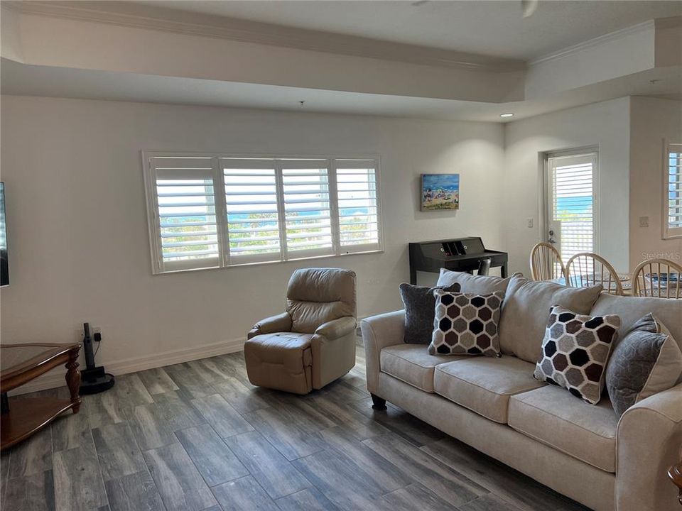 Living room plantation shutters