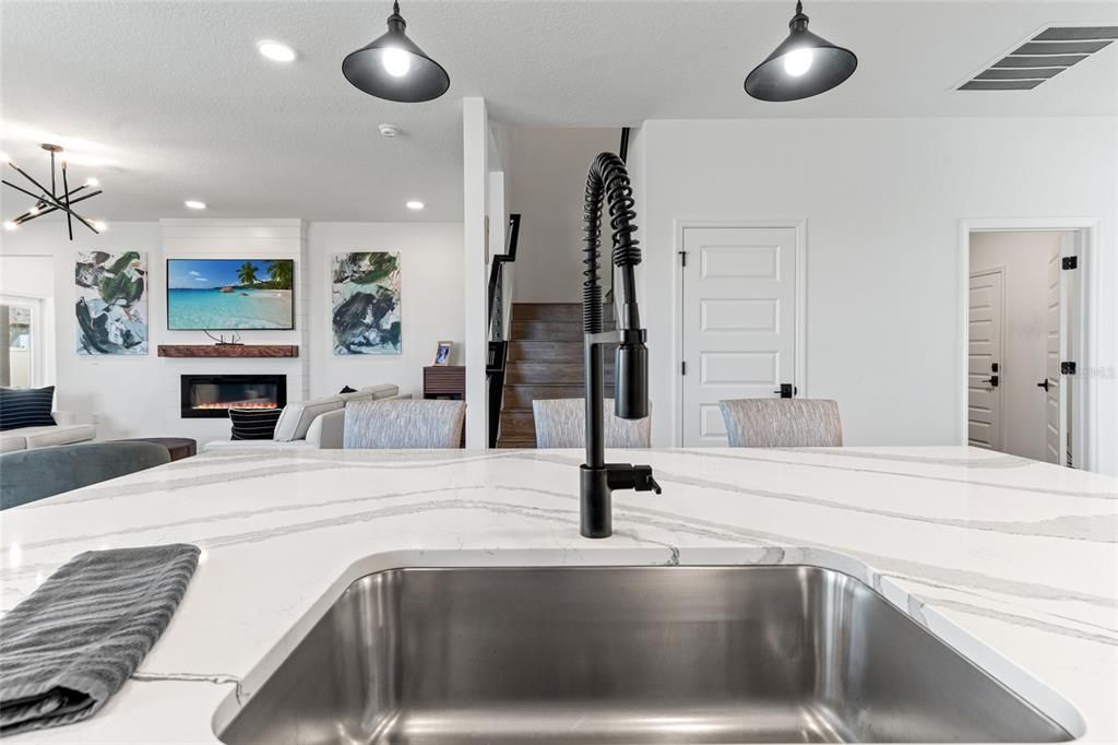 Kitchen view into family room