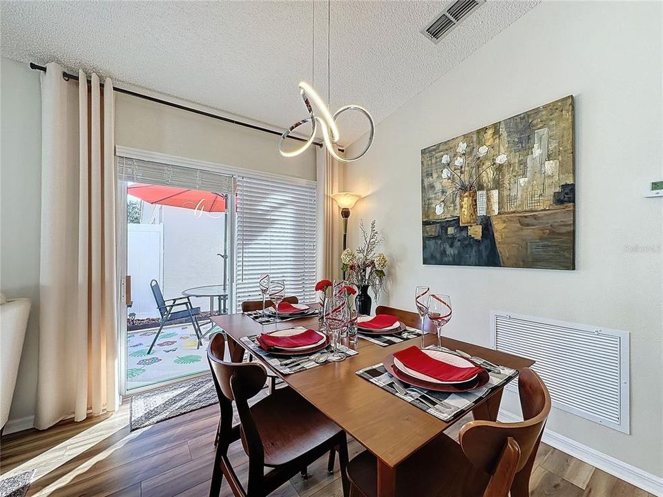 Dining room with view of side yard