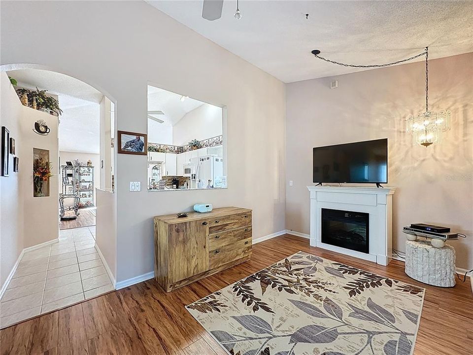 View into kitchen and dining room