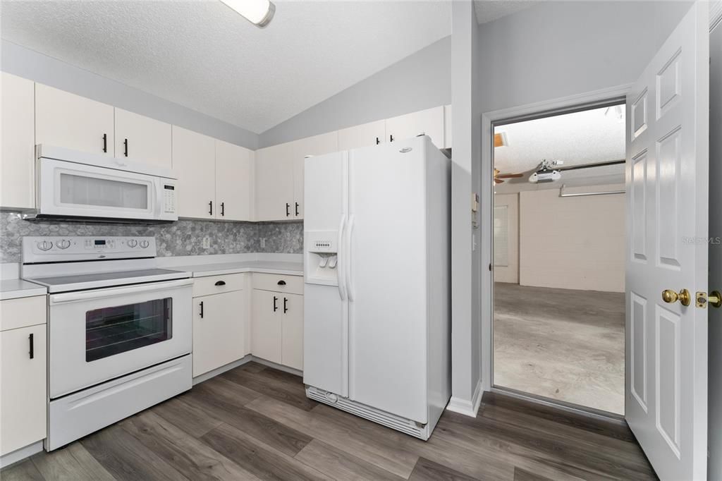 Kitchen and entry to garage