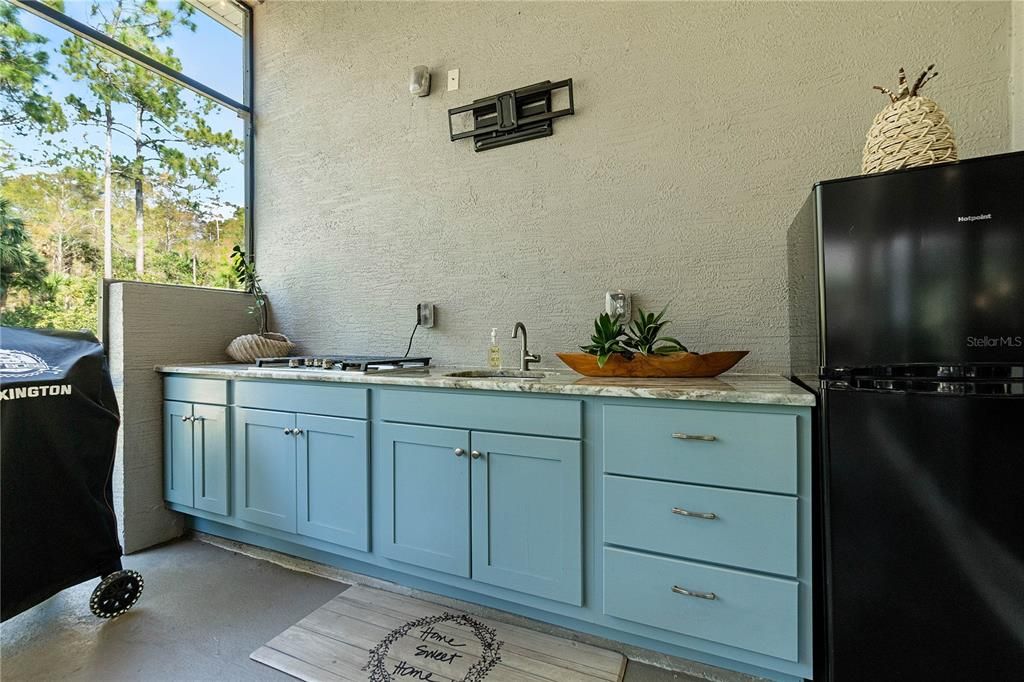 Outdoor Kitchen w/Gas Grill, Sink, & Cabinets