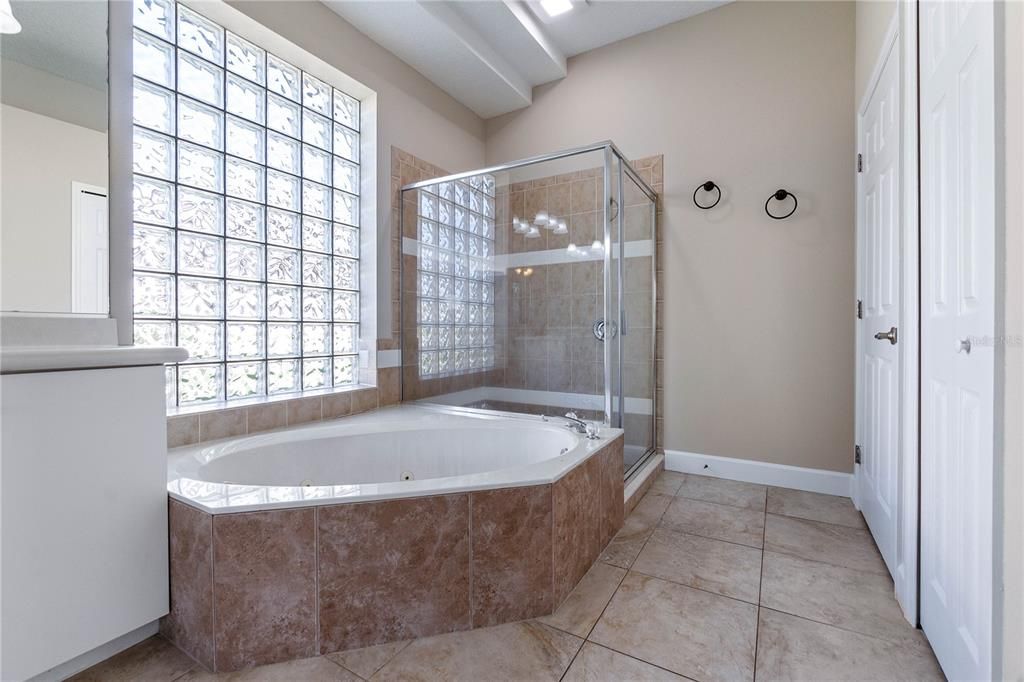 Soaker Tub w/Glass Block for Natural Light