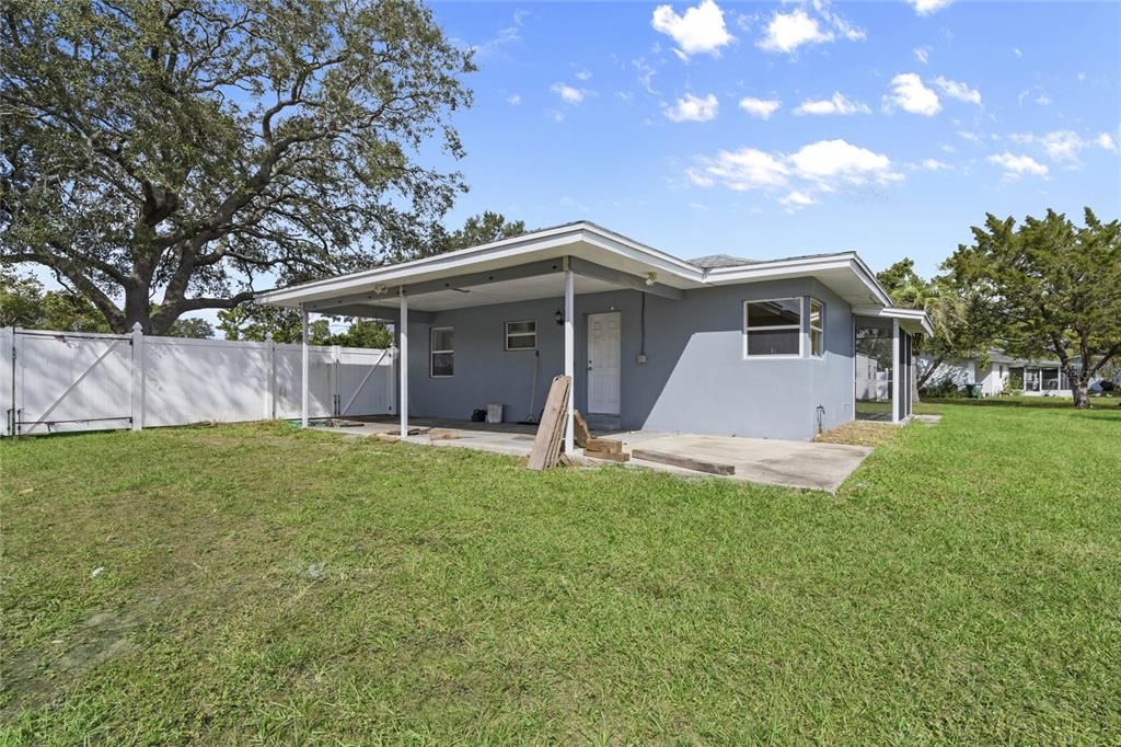 carport / backyard