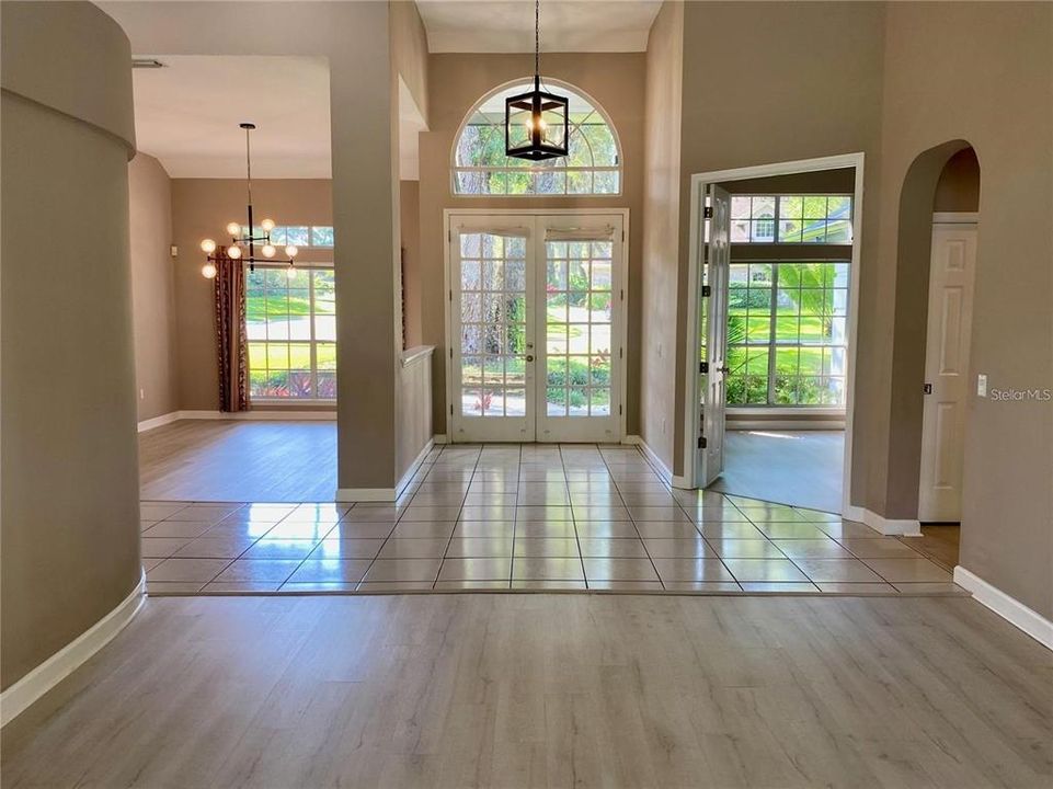 View from Living of front door, dining room on left, office on the right