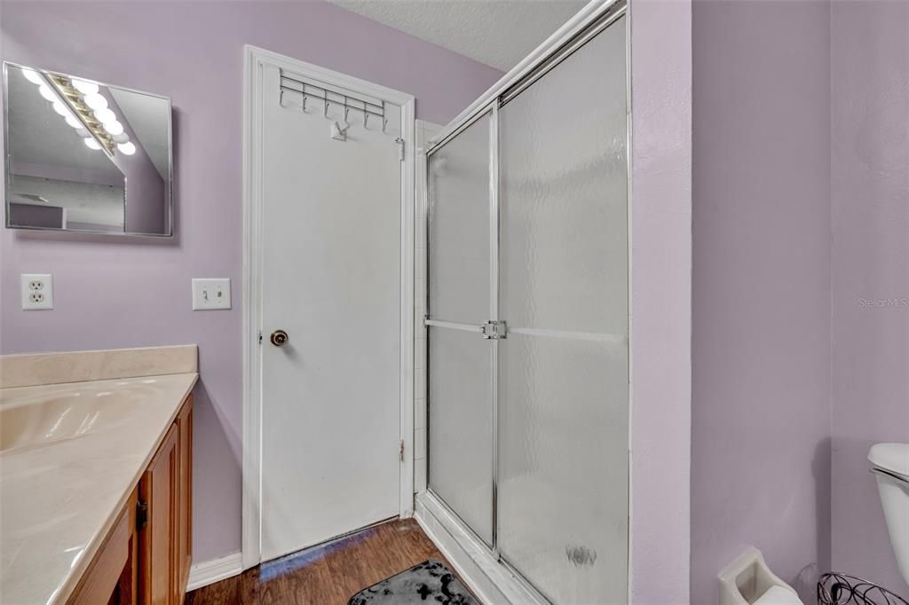 Master bathroom with shower.