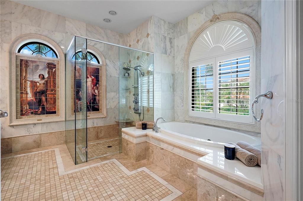 Primary Bath with Whirlpool Tub, Glass Enclosed Shower