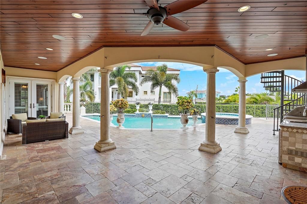 Teak Ceiling on Covered Pool Patio