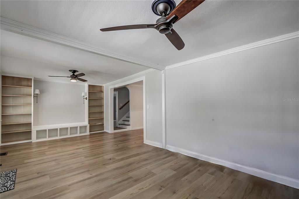 Living Room with Built-In Book Shelves / Entertainment Center