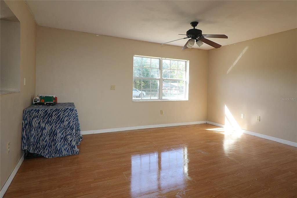 Dining room with laminate flooring....