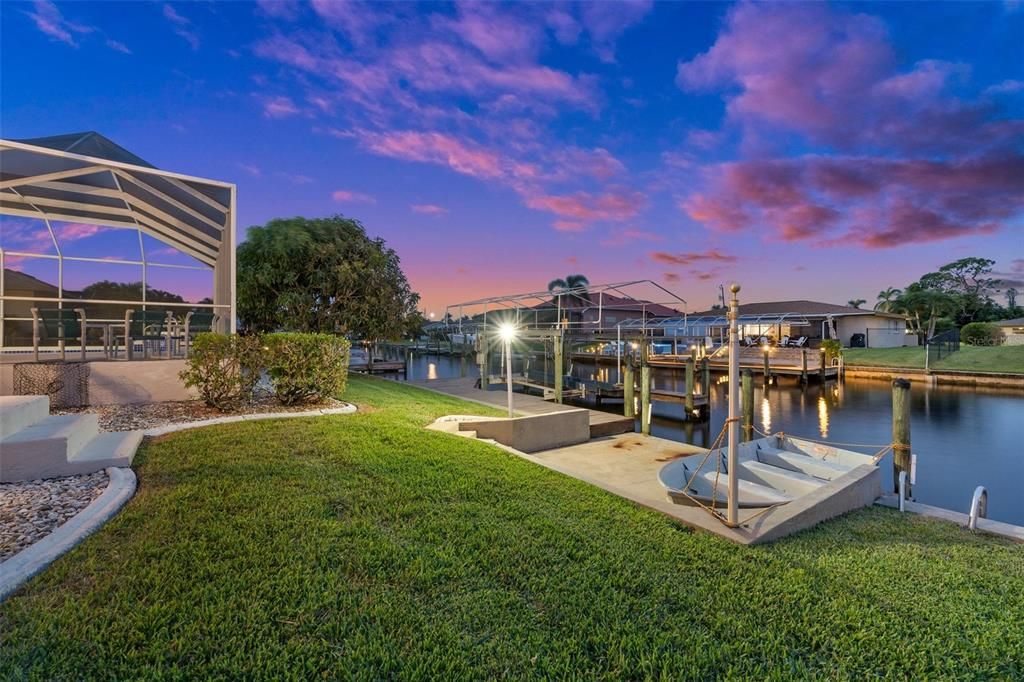 Twilight Gulf Access Canal and Dock View