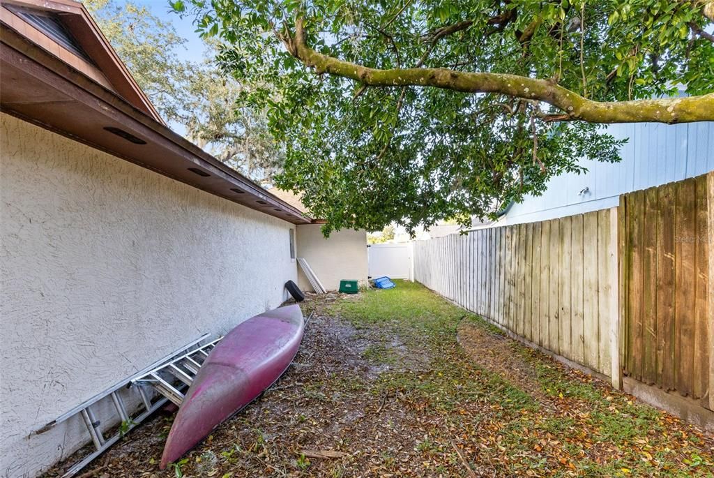 This large side yard would be perfect for a garden!